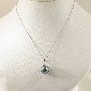 Black-Blue Tahitian Pearl & Diamond Claw-Bail Pendant 14k