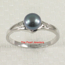 Load image into Gallery viewer, Solid .925 Sterling Silver Rhodium-Finish Black-Blue Cultured Pearl Solitaire Ring
