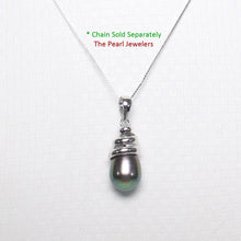 Load image into Gallery viewer, Black Cultured Pearl Pendant – 14k White Gold Cone Bail