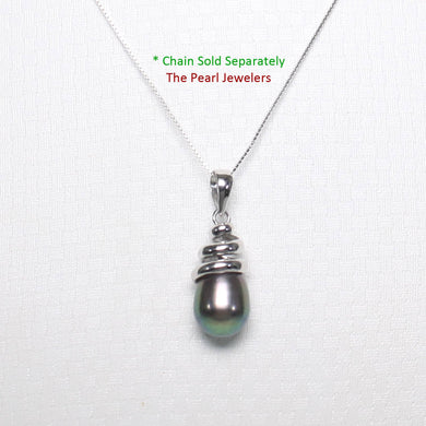 Black Cultured Pearl Pendant – 14k White Gold Cone Bail