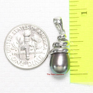 Black Cultured Pearl Pendant – 14k White Gold Cone Bail