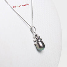 Load image into Gallery viewer, Black Cultured Pearl Pendant – 14k White Gold Cone Bail