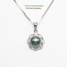 Load image into Gallery viewer, Black Cultured Pearl Pendant – 14k White Gold with Diamond Halo