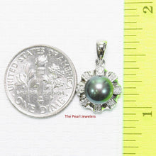 Load image into Gallery viewer, Black Cultured Pearl Pendant – 14k White Gold with Diamond Halo
