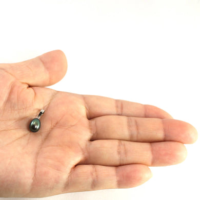 AAA Black Freshwater Pearl Pendant – 14k White Gold Box Chain