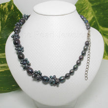 Load image into Gallery viewer, Black Cultured Pearl Necklace – Adjustable Sterling Silver Clasp
