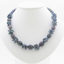 Load image into Gallery viewer, Black Cultured Pearl Necklace – Adjustable Sterling Silver Clasp