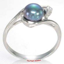 Load image into Gallery viewer, Solid Sterling Silver .925 Black-Gray Cultured Pearl &amp; Cubic Zirconia Accent Ring
