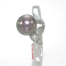 Load image into Gallery viewer, Solid Sterling Silver .925 Black-Grey Freshwater Pearl &amp; Cubic Zirconia Accent Ring