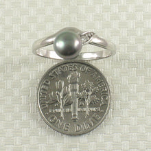 Load image into Gallery viewer, Solid Sterling Silver .925 Black-Grey Freshwater Pearl &amp; Cubic Zirconia Accent Ring