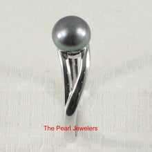 Load image into Gallery viewer, Solid Sterling Silver .925 5–6 mm Black-Grey Freshwater Pearl Solitaire Ring
