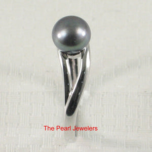 Solid Sterling Silver .925 5–6 mm Black-Grey Freshwater Pearl Solitaire Ring