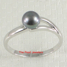 Load image into Gallery viewer, Solid Sterling Silver .925 5–6 mm Black-Grey Freshwater Pearl Solitaire Ring