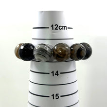 Load image into Gallery viewer, 16mm Faceted Black Lace Agate Gemstone Beads Stretch Bracelet