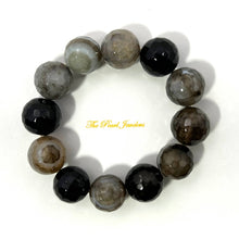 Load image into Gallery viewer, 16mm Faceted Black Lace Agate Gemstone Beads Stretch Bracelet