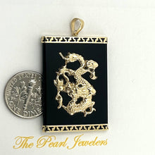 Load image into Gallery viewer, Black Onyx 14k Solid Yellow Gold Hand Crafted Dragon Pendant Necklace