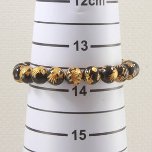 8mm Black Onyx Engraving Dragon Beads Bracelet
