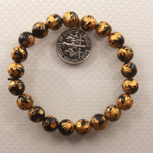 8mm Black Onyx Engraving Dragon Beads Bracelet