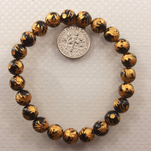 8mm Black Onyx Engraving Dragon Beads Bracelet