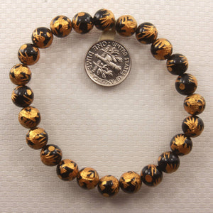 8mm Black Onyx Engraving Dragon Beads Bracelet