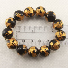 Load image into Gallery viewer, 14mm Black Onyx Engraving Golden Dragon Beads Bracelet