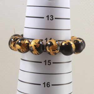14mm Black Onyx Engraving Golden Dragon Beads Bracelet