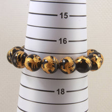 Load image into Gallery viewer, 14mm Black Onyx Engraving Golden Dragon Beads Bracelet