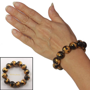 16mm Black Onyx Engraving Golden Dragon Beads Bracelet