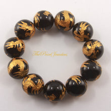 Load image into Gallery viewer, 18mm Black Onyx Engraving Golden Dragon Beads Bracelet