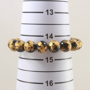 10mm Black Onyx Silver Dragon Beads Bracelet