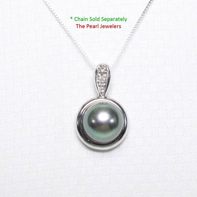Black Peacock Pearl Enhancer – 14k White Gold + Diamonds