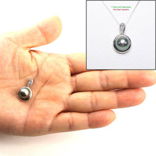 Load image into Gallery viewer, Black Peacock Pearl Enhancer – 14k White Gold + Diamonds