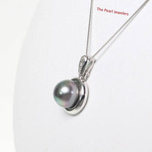 Load image into Gallery viewer, Black Peacock Pearl Enhancer – 14k White Gold + Diamonds