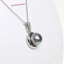 Load image into Gallery viewer, Black Peacock Pearl Enhancer – 14k White Gold + Diamonds
