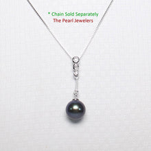 Load image into Gallery viewer, Black Pearl Dangle Pendant – 14k White Gold with Diamonds