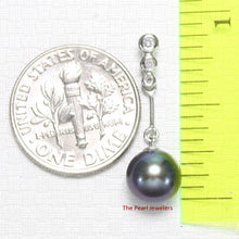 Load image into Gallery viewer, Black Pearl Dangle Pendant – 14k White Gold with Diamonds