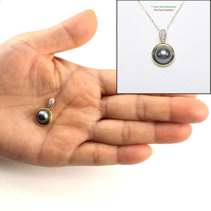 Black Pearl Enhancer – 14k Yellow Gold + Diamonds
