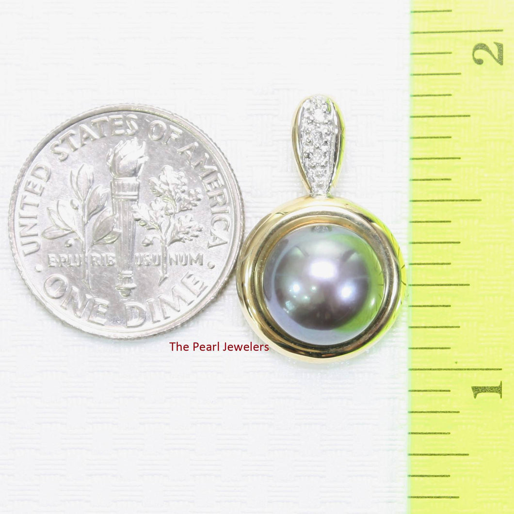 Black Pearl Enhancer – 14k Yellow Gold + Diamonds