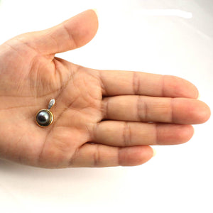 Black Pearl Enhancer – 14k Yellow Gold + Diamonds