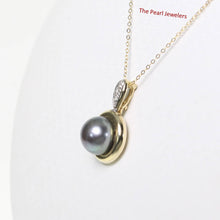 Load image into Gallery viewer, Black Pearl Enhancer – 14k Yellow Gold + Diamonds