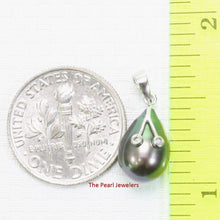 Load image into Gallery viewer, Black Pearl Pendant with Diamond Eyes – 14k White Gold