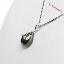 Load image into Gallery viewer, Black Pearl Pendant with Diamond Eyes – 14k White Gold