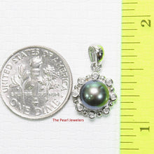 Load image into Gallery viewer, Black Pearl Pendant – 14k White Gold with Diamond Halo