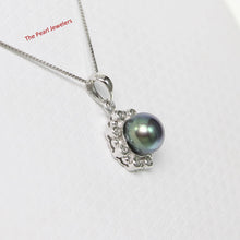 Load image into Gallery viewer, Black Pearl Pendant – 14k White Gold with Diamond Halo