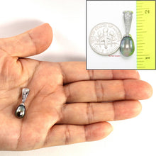 Load image into Gallery viewer, Black Pearl Pendant – 14k White Gold + 7 Diamonds