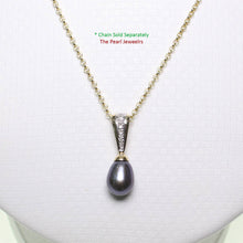 Load image into Gallery viewer, Black Pearl Pendant – 14k Yellow Gold + 7 Diamonds