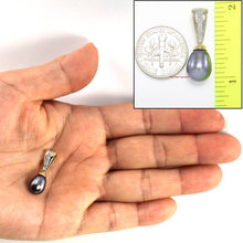 Load image into Gallery viewer, Black Pearl Pendant – 14k Yellow Gold + 7 Diamonds