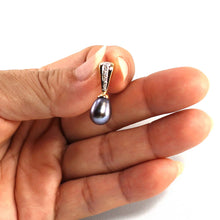 Load image into Gallery viewer, Black Pearl Pendant – 14k Yellow Gold + 7 Diamonds