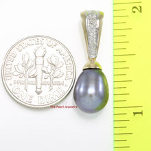 Load image into Gallery viewer, Black Pearl Pendant – 14k Yellow Gold + 7 Diamonds