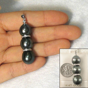 Black Tahitian Pearl & 19 Diamonds in 14k White Gold